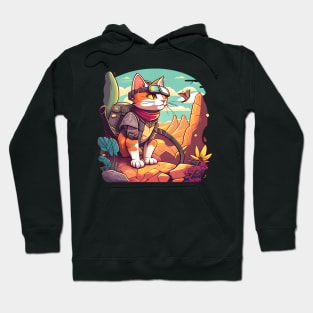 Happy Cute Adventure Cat Born to Explore - Cat Travel Hoodie